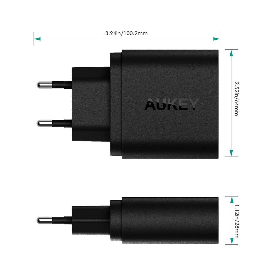 For Qualcomm Certified AUKEY Quick Charge QC 2.0 2 ports 36W USB Turbo Fast Wall Charger for Samsung Sony HTC LG &ampMore Phones PC |