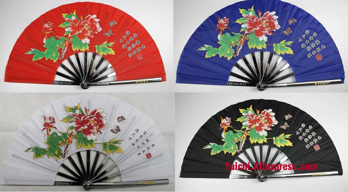 

Refined Stainless Steel Tai Chi Fan Kungfu Fan A Martial Art Iron Fan Send Fan Bring ( Peony Flower )