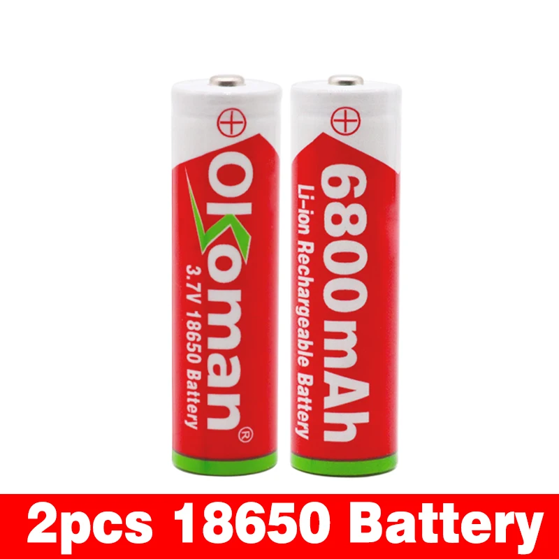 Золотой Okoman 18650 аккумулятор 3,7 V 6800 mAh перезаряжаемый литий-ионный аккумулятор для игрушки светодиодный фонарик вспышки электроинструменты+ USB зарядное устройство - Цвет: Золотой