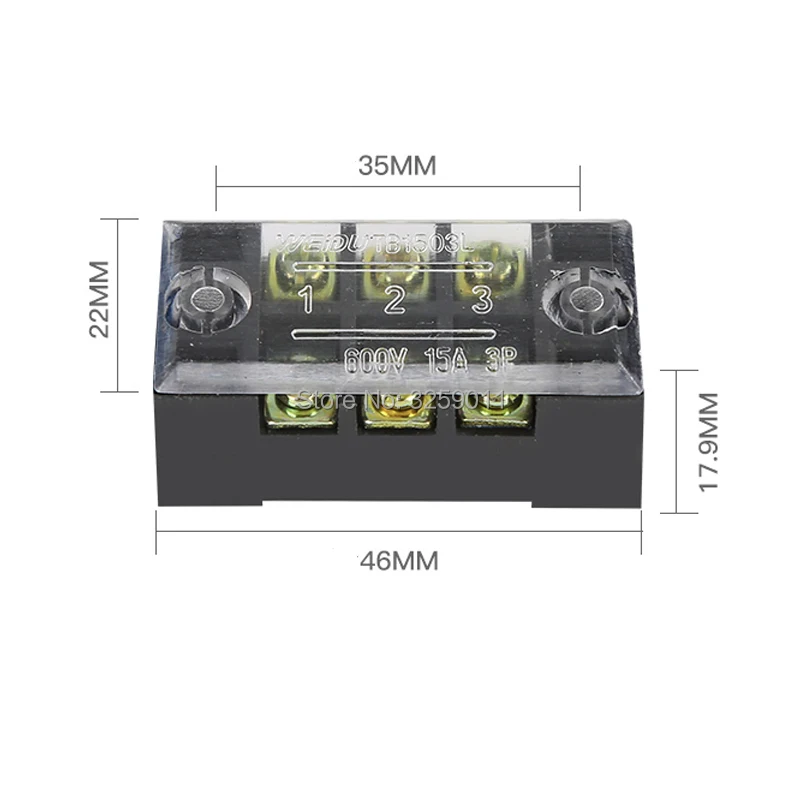 Клеммная колодка 100 шт. TB-1503 3 положения два ряда 600 В 15 A 25 45