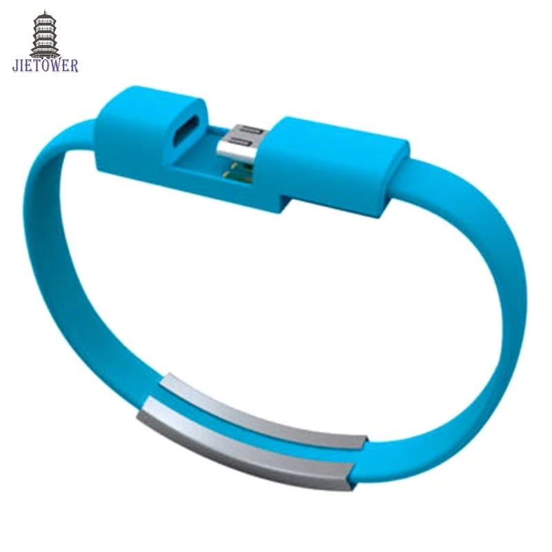 100 шт./лот портативный мини короткий плоский браслет на запястье ободок Micro USB
