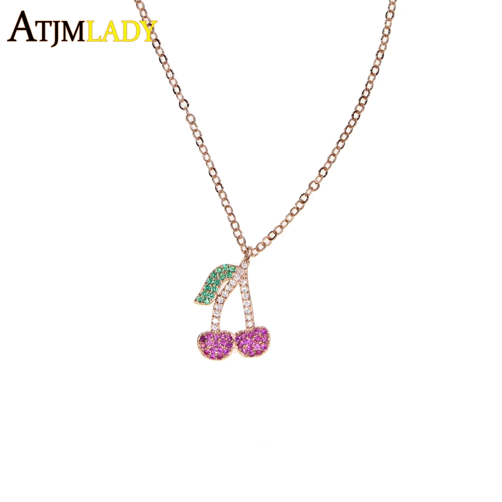 Кулон в виде вкусных фруктов розового золота с фианитом | Украшения и аксессуары
