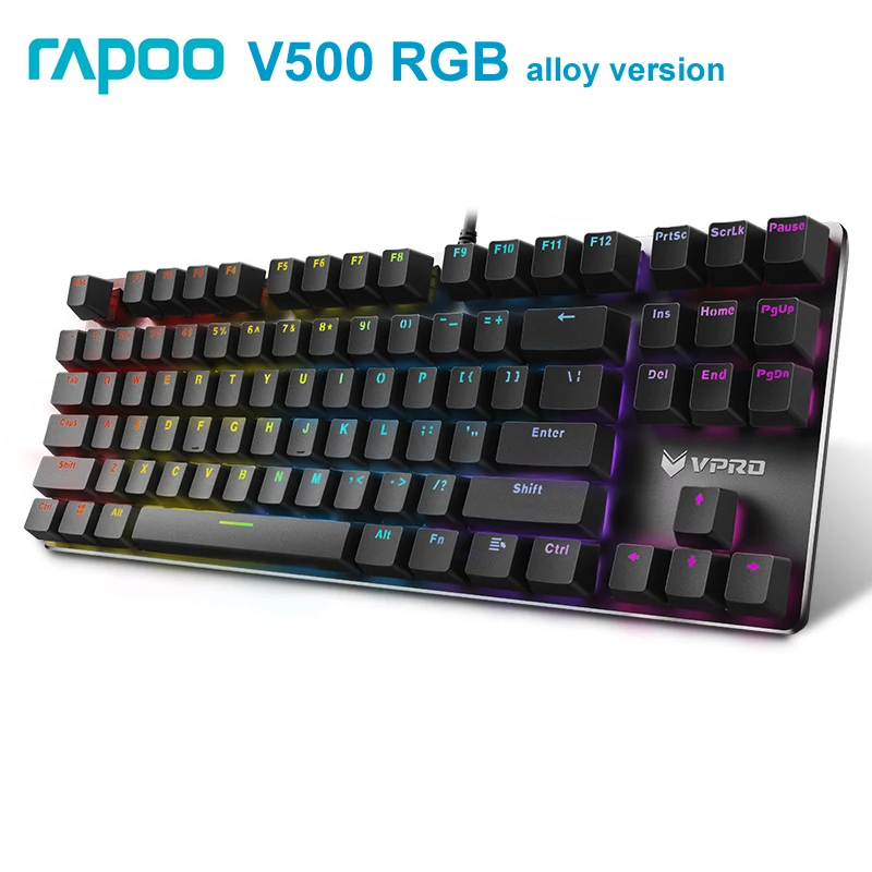 Механическая клавиатура Rapoo V500 RGB светодиодный с подсветкой игровая полным