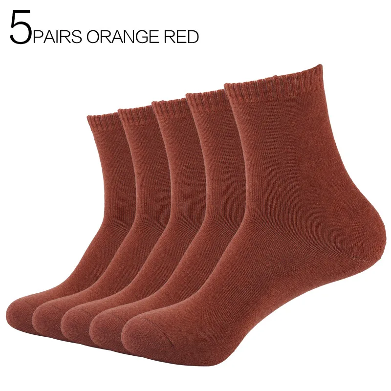 5Pair Orange Red 5 пар/лот Eur39-44 мужские зимние толстые махровые бизнес хлопковые носки мужские высококачественные модные теплые носки s345 - Цвет: 5Pair Orange Red