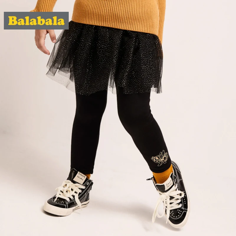 Balabala/тянущиеся леггинсы с флисовой подкладкой для девочек; блестящая фатиновая юбка на подкладке из шинлона; эластичный пояс для девочек-подростков