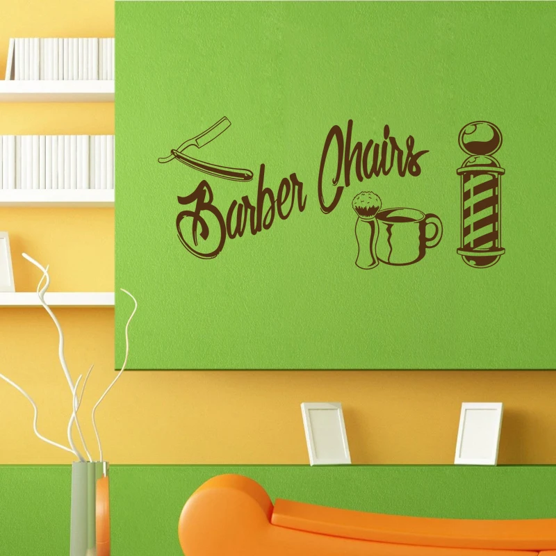 

Barber Shop Sticker Chop Bread Decal Haircut Shavers Posters Vinyl Wall Art Decals Decor Windows Decoration Mural Ml029
