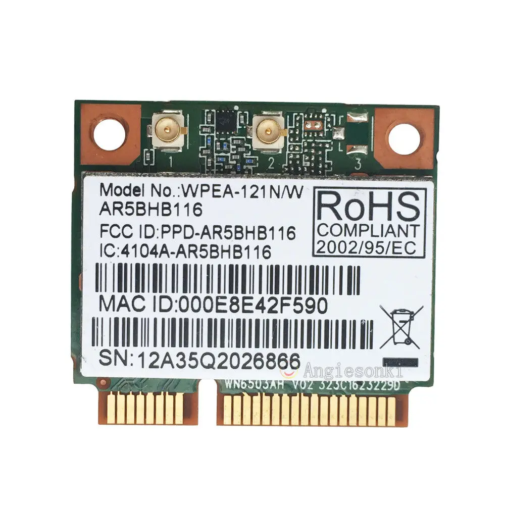 Двухдиапазонная беспроводная карта ATHEROS AR5BHB116 AR9382 300 Мбит/с 802.11n Generic WiFi Mini PCI-E для