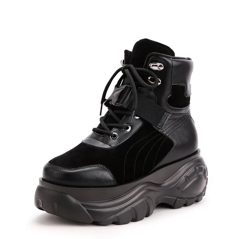 Botas mujer Повседневная обувь Женские модные брендовые Ботинки Martin на платформе