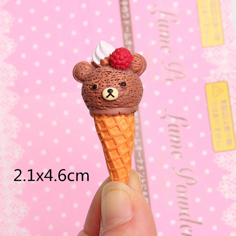 4 5 шт. Kawaii пищевая Смола Кабошон мультфильм миниатюрный Медведь Мороженое смолы кабошоны для скрапбукинга аксессуары DIY декоративное ремесло - Цвет: 4
