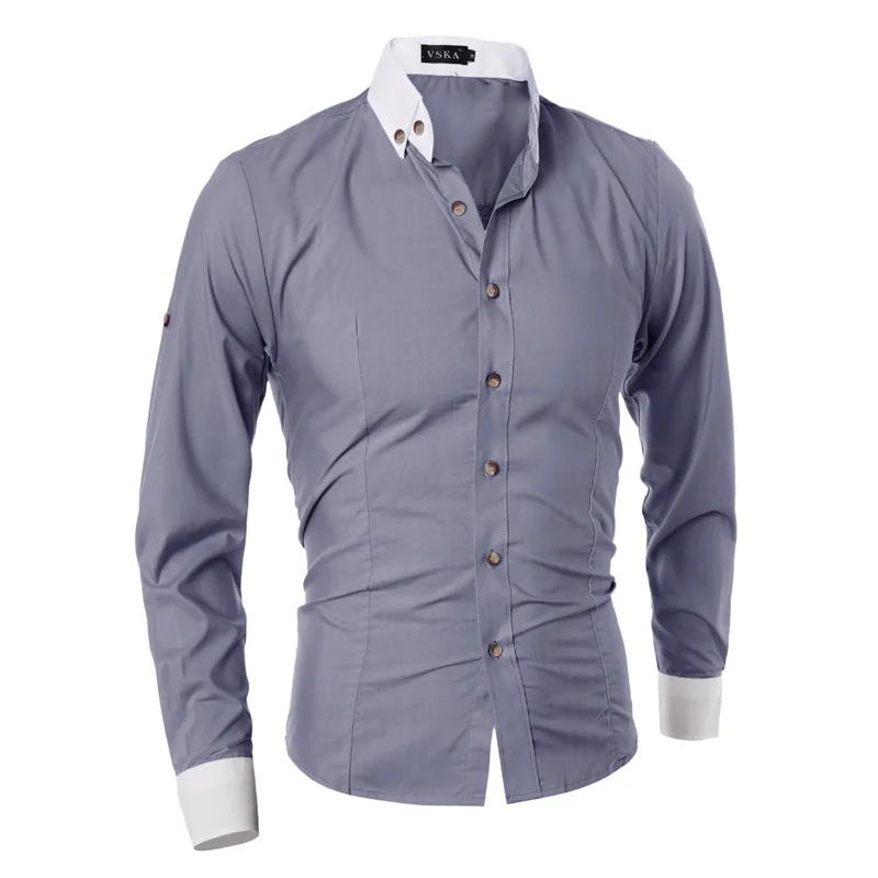 Мужская рубашка с воротником на пуговицах Классическая длинными рукавами