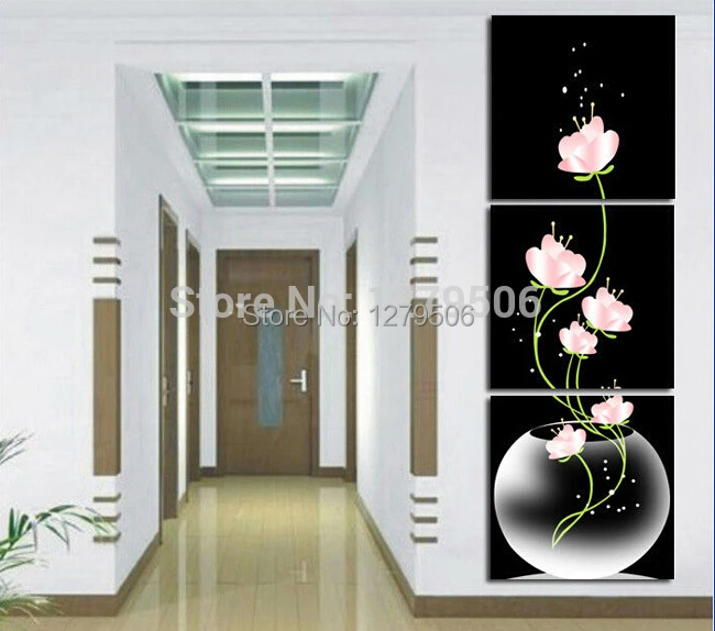

Handmade 3 Pieces Oil Painting On Canvas Wall Picture Art Flower For Living Room Unique Gift Hang Pictures Decor
