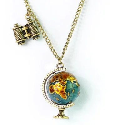 DIY telescope ожерелье с дизайном Глобус Earth кулон картой мира Vintage Jewelry Rotate Handmade