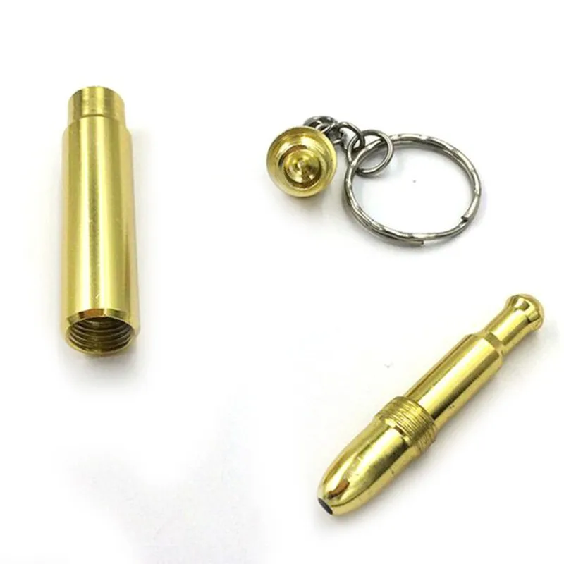 100 шт./лот мини забавная пуля металлическая трубка для курения брелок Золотой