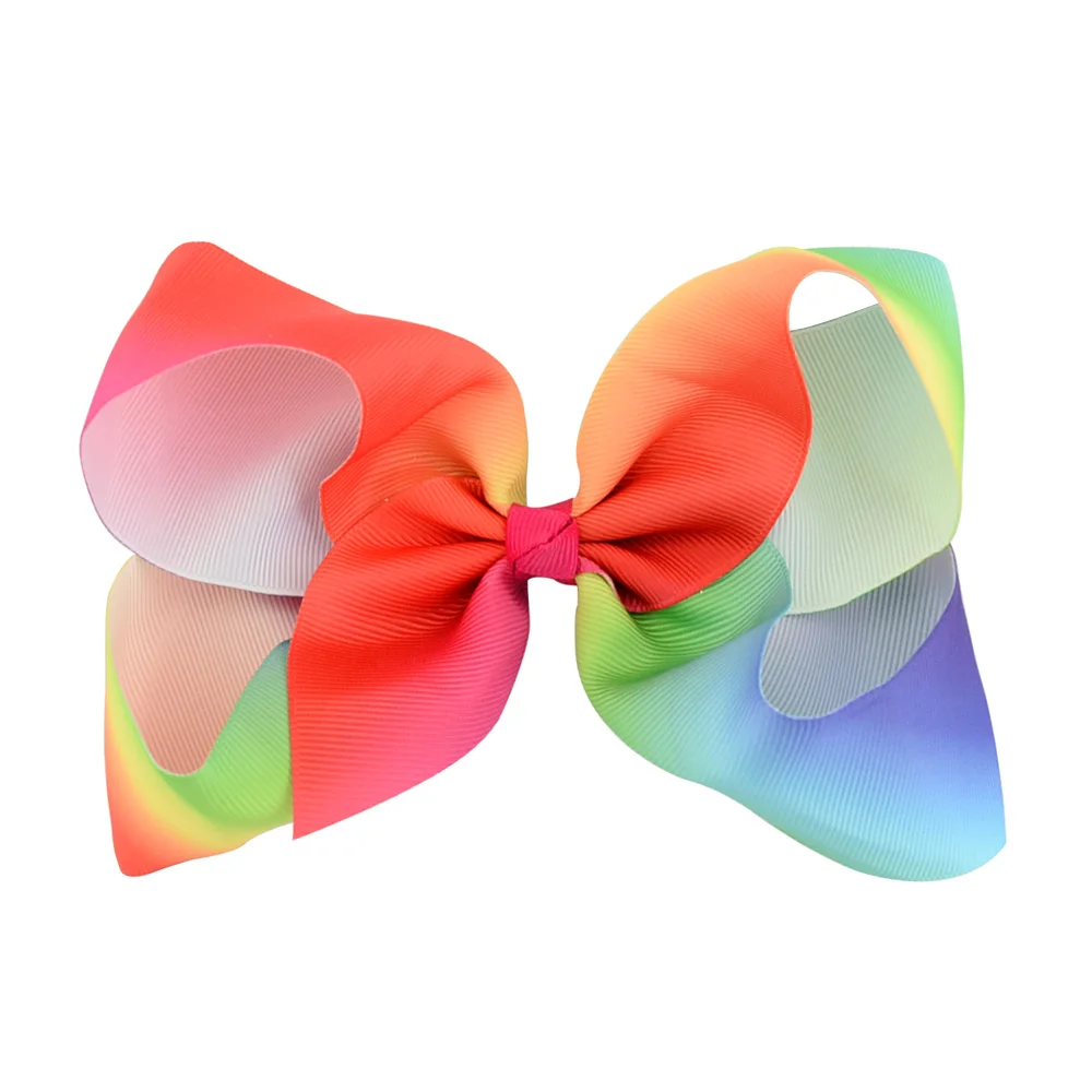 

6 Inch 6pcs/lot Kids Bows Rainbow Grosgrain Ribbon Bow With Clip Hairpins Kids Girl Hair Accessories Hairclips 681