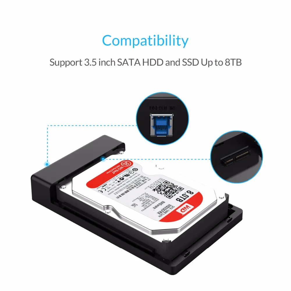 ORICO 3 5 дюйма корпус для жесткого диска USB 0 Гбит/с на SATA поддержка UASP и 8 ТБ