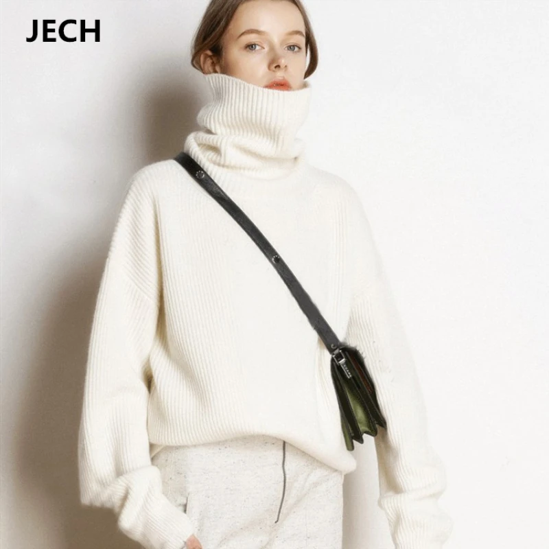 2018 Women Winter Cashmere Wool Turtleneck Sweaters Casual Loose Fashion Pullovers Solid Female Knitted Jumpers | Женская одежда