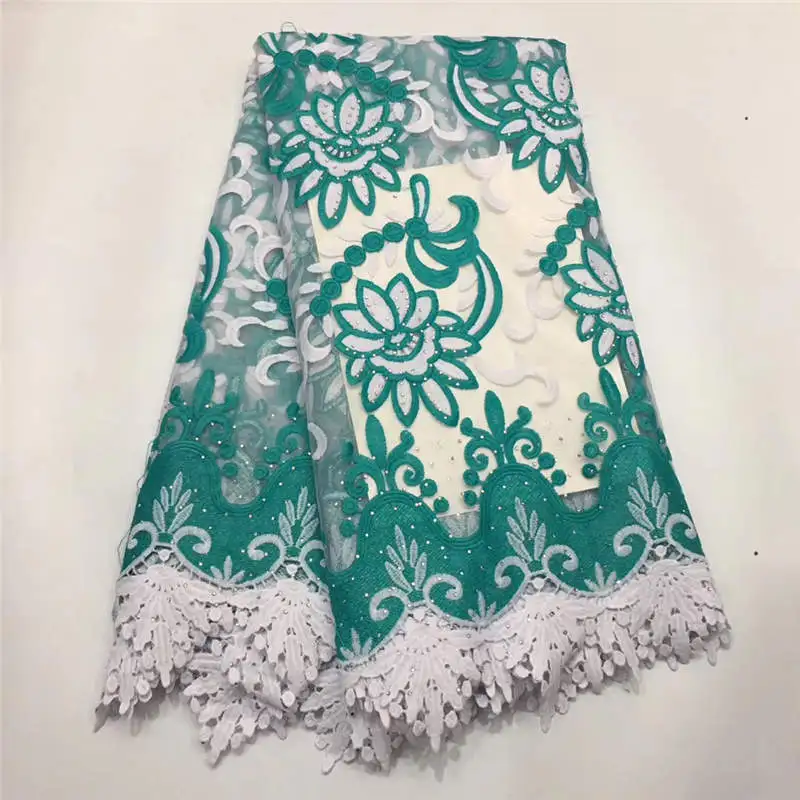 African french lace flower tulle nigerian wedding white fabric embroidery ML1N799 | Дом и сад