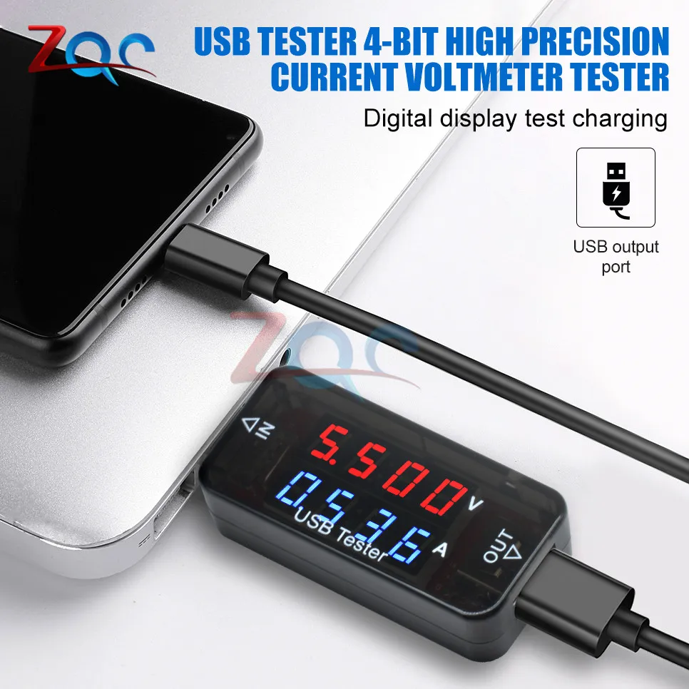4-битный USB-зарядный детектор напряжения портативный измеритель тока и вольтметр