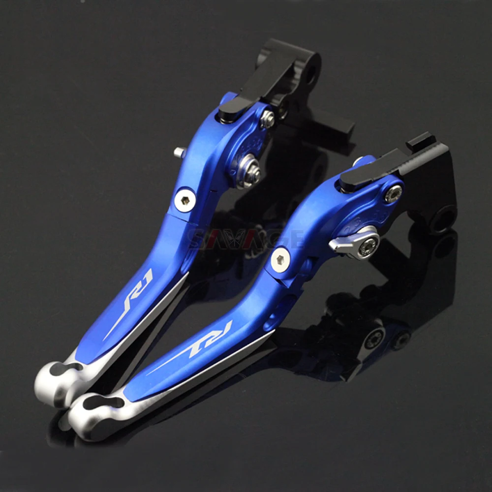 Brake Clutch Lever For YAMAHA YZFR1 YZF-R1/R1M/R1S 2015 2016 2017 Blue Motorcycle Adjustable Folding Extendable Logo R1 | Автомобили и