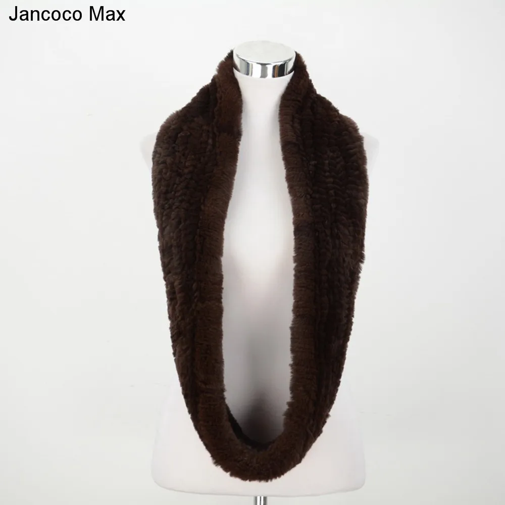 Jancoco Max Настоящий мех кролика длинные шарфы Высококачественная зимняя теплая шаль шейный платок S7097