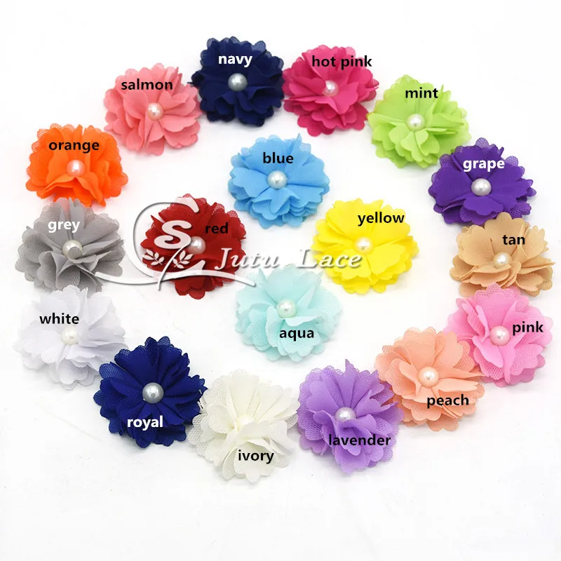 

50 pcs/lot , 2'' headbands flowers, shabby flowers ,tutu shabby chiffon flowers headwear 18 colors hair accessories