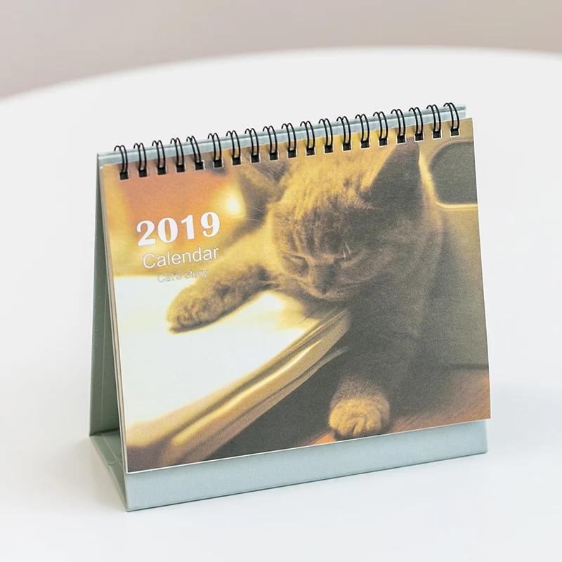 small grey cat Милые кошки Настольный календарь Настольный календарь офисная поставка стоящая органайзер для бумаг планировщик расписаний принт календаря - Цвет: small grey cat