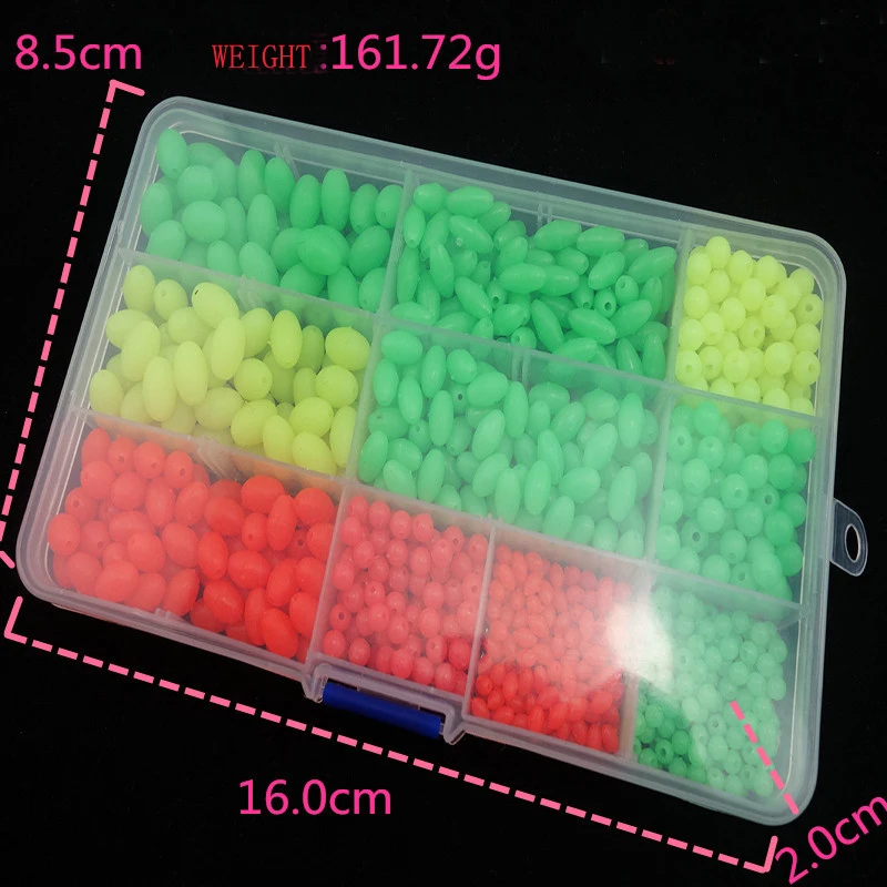 1000 шт \ Набор Пластик светящиеся рыболовные Бусины круглые овальные приманка