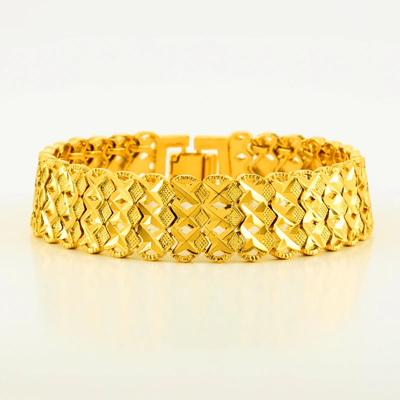 Мужской браслет вакуумный золотой и медный широкий для женщин 21 см 15 мм|bangles for