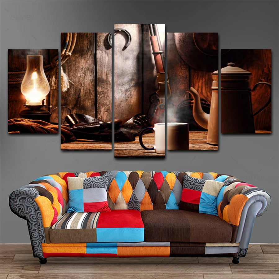 Op de muur HD print olieverf SMD foto Wine постер для стекла вид помещения Декор 5 штук Холст