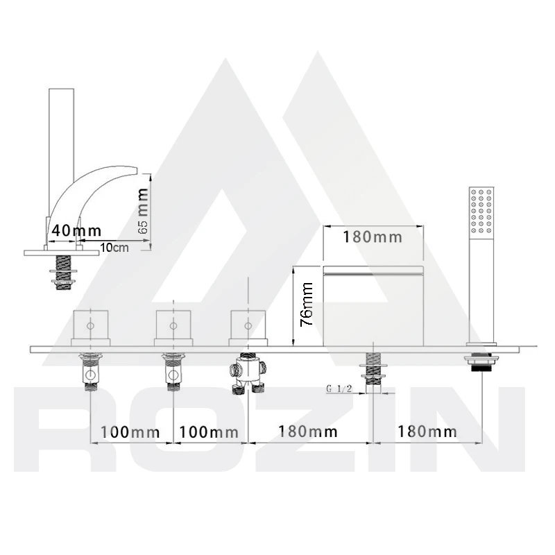

LED Color Changing Bathtub Faucet Waterfall Spout Tub Sink Mixer Tap Chrome Bathroom Hot Cold Water Faucet with Handshower