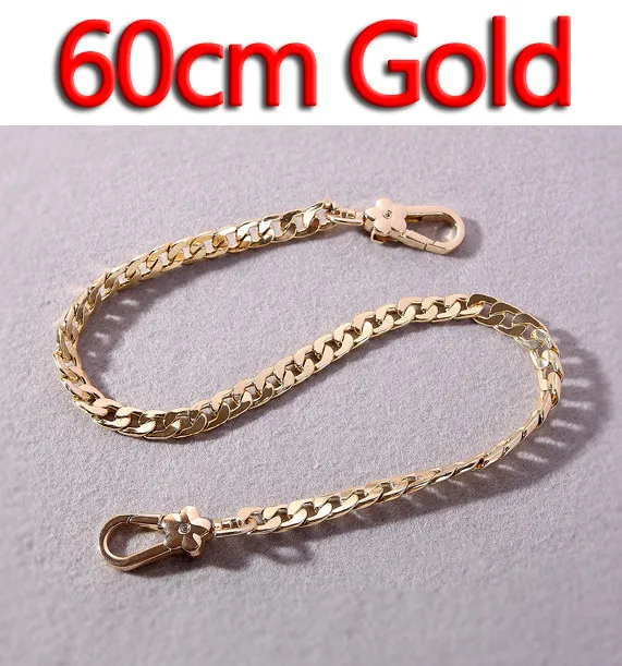 60cm Gold DIY металлическая сменная цепь, наплечная сумка, ремни 9 мм, золото, серебро, черный пистолет, матовая бронза, сумочка, кошелек, ручка, высокое качество - Цвет: 60cm Gold