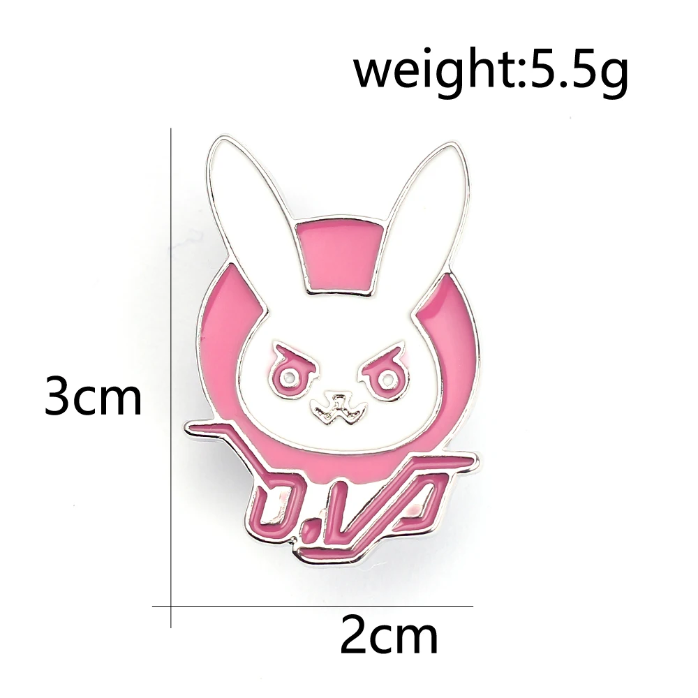 D.va DVA кролик логотип металлический значок розовый Дива твердая эмалированная