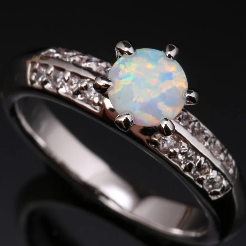 

Attractive White Fire Opal & Jewelry Silver Plated Argent Channel Setting Party Jewelrys Us# Size SF1102