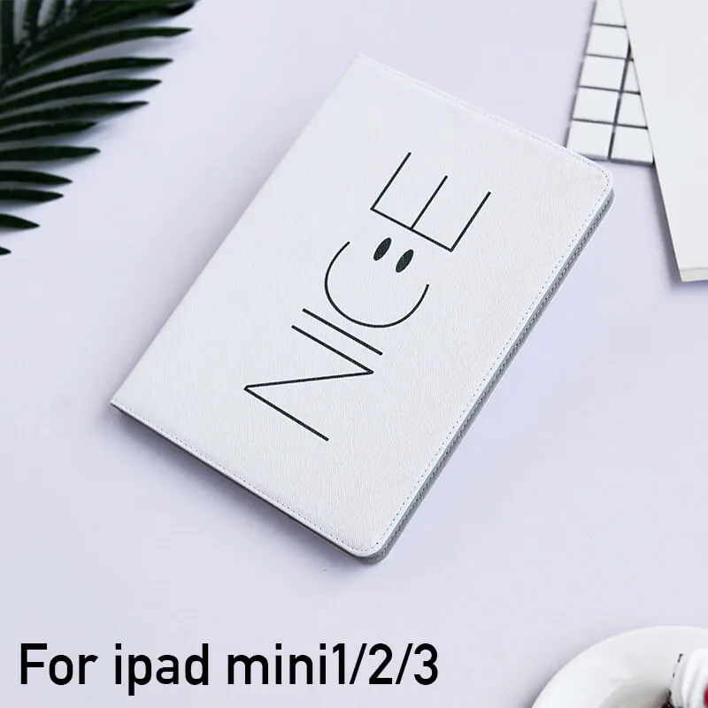 For ipad Mini 123 Умный чехол-подставка с функцией автоматического пробуждения/сна для планшетов ipad 2 3 4 Mini 1 2 3 из искусственной кожи с Откидывающейся Крышкой и смайликом для ipad air 1 2 - Цвет: For ipad Mini 123