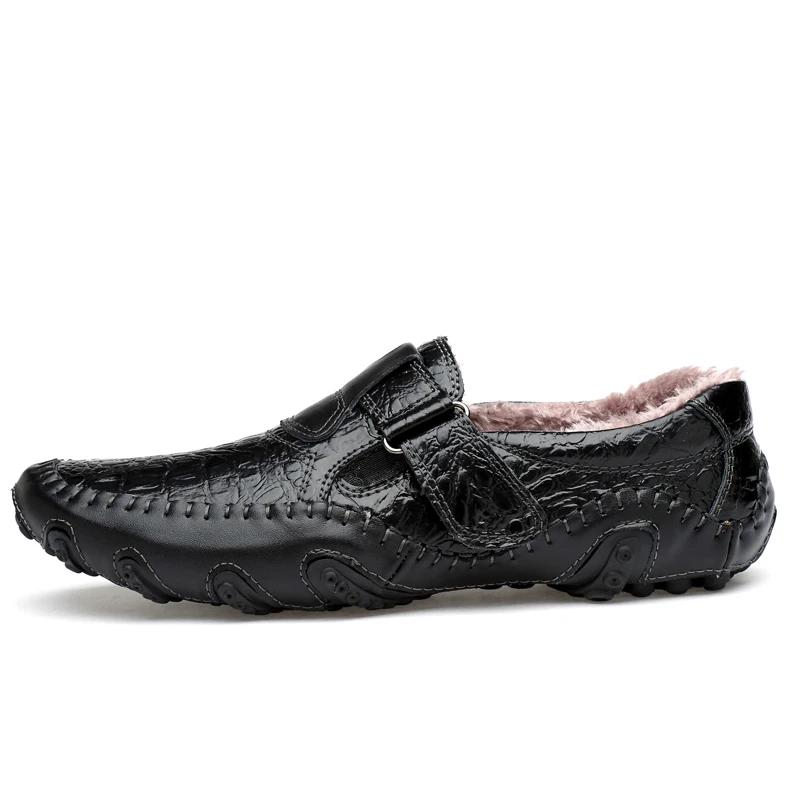 Мужские зимние лоферы 2019 зимняя теплая меховая подкладка повседневные кожаные