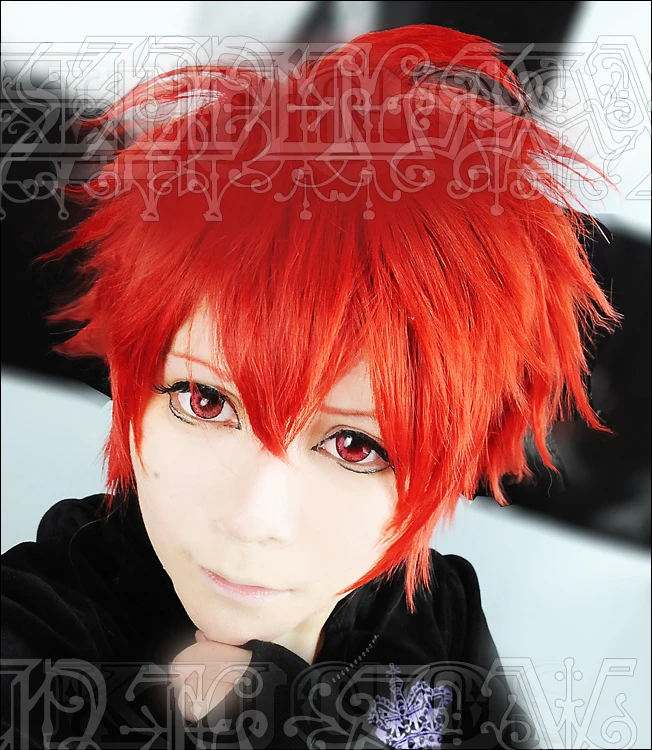 

Anime Uta no Prince sama Otoya Ittoki Cosplay Wigs Short Red Orange Heat Resistant Synthetic Hair Wig + Wig Cap