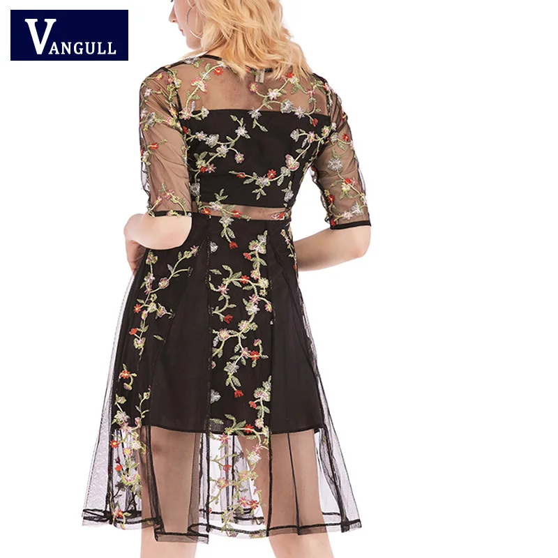 Vangull 2019 новое летнее модное сексуальное женское платье с цветочной вышивкой