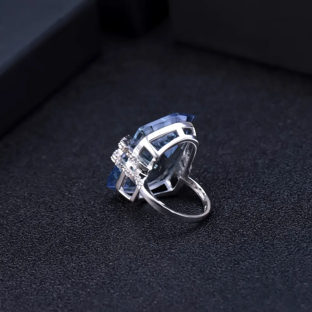 Gem's балетные 925 пробы серебряные коктейльные кольца 21.20Ct натуральный иолит синий мистический кварцевый камень кольцо для женщин ювелирные украшения