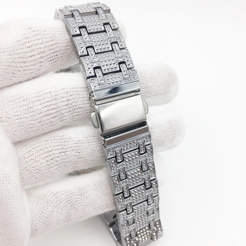 Классический в стиле хип хоп с блестящими стразами и Для мужчин часы льдом класса