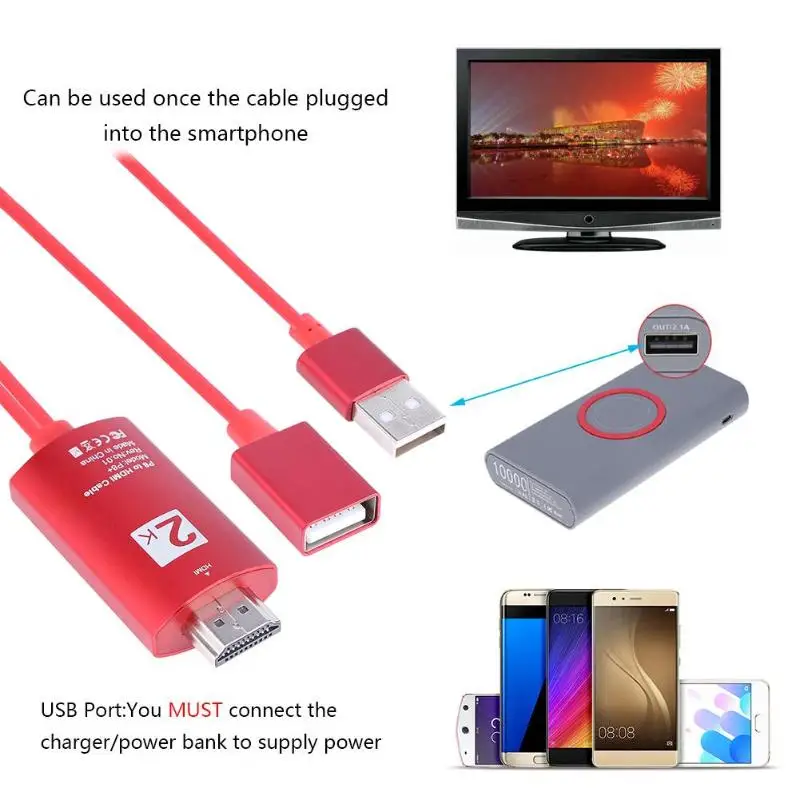 Кабель конвертер Full HD 1080P USB в HDMI для iPhone 8X7 6s Plus iPad Samsung Android телефонов ТВ видео