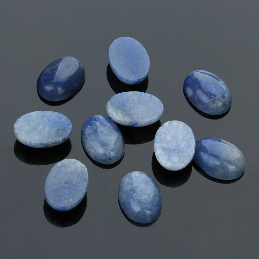 

New Fashion 10pcs/lot 10*14mm Oval Flat back Blue Aventurine Cabochons Beads Natural Stone Beads for DIY Jewelry Making Supplies