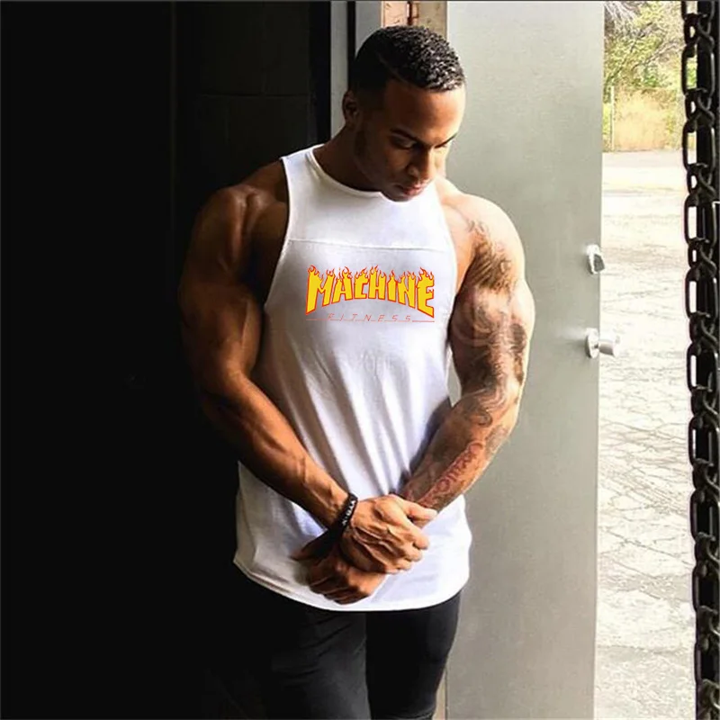 Muscleguys Gyms Tank Top Men Workout Clothing Bodybuilding Stringer Muscle Vests Cotton Patchwork Singlets fitness homme