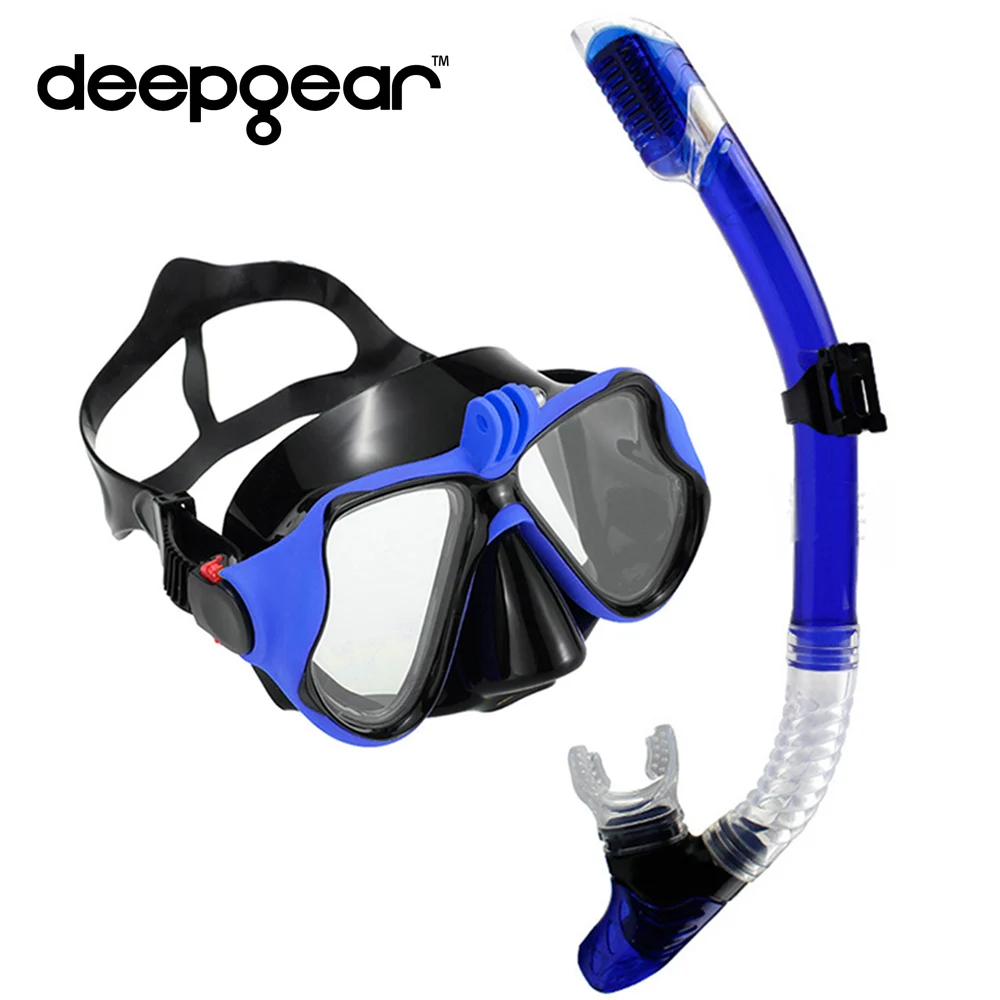 Deepgear Дайвинг маска и Трубка Набор Близорукость Объектив Маска для gopro черный силиконовый Дайвинг маска сухая трубка оборудование