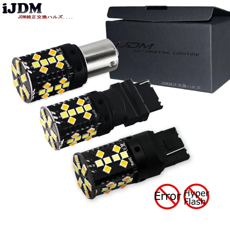 Без гипервспышки 7440 LED Canbus 1156 BAU15S 3156 T20 P21W белые/Янтарные светодиодные лампы для
