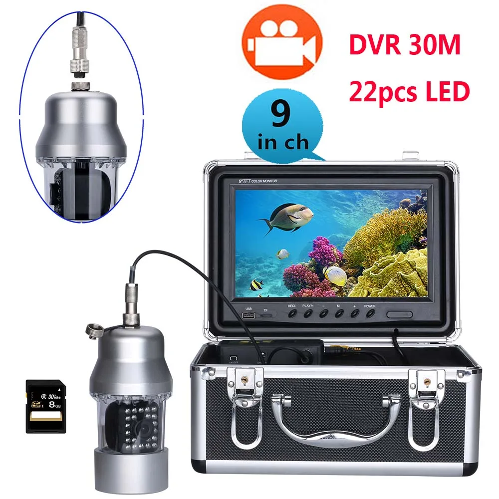 

GAMWATER 15M 30M 9" inch TFT DVR Recorder Underwater Fishing Camera System Video Fishing Camera Sony CCD 0-360 Degree View