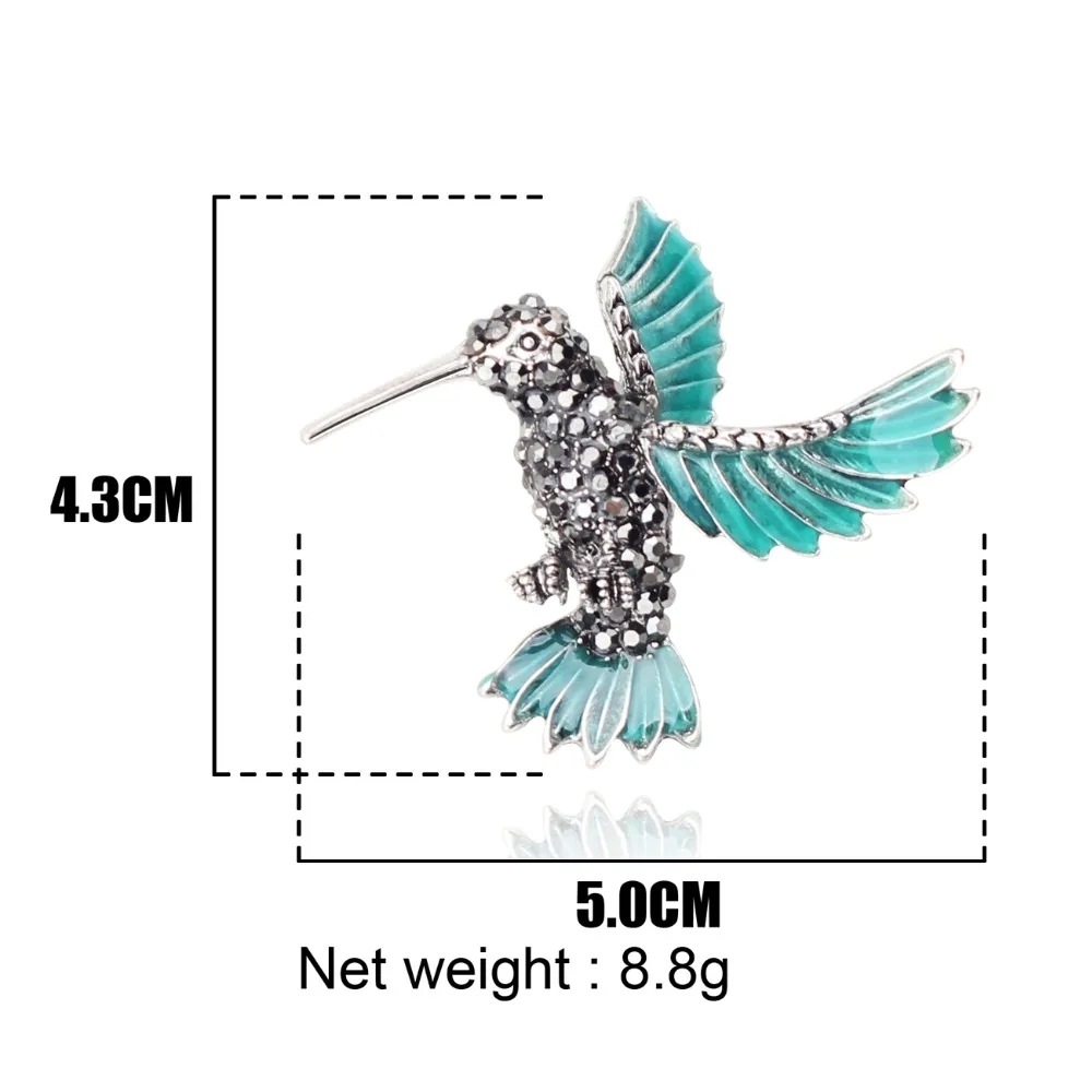 Bonsny эмалированный сплав Hummingbird Hummer брошь со стразами булавка для женской одежды
