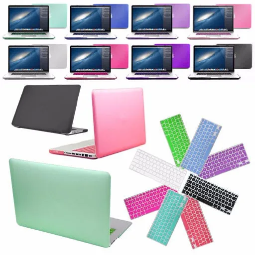 Матовая твердая прорезиненная оболочка для ноутбука + клавиатура пленка Macbook Pro 13
