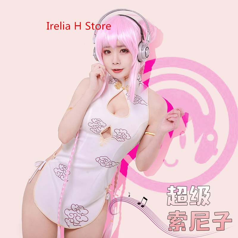 Супер Sonico Косплей SUPERSONICO Костюм Чонсам сексуальное нижнее белье боди |