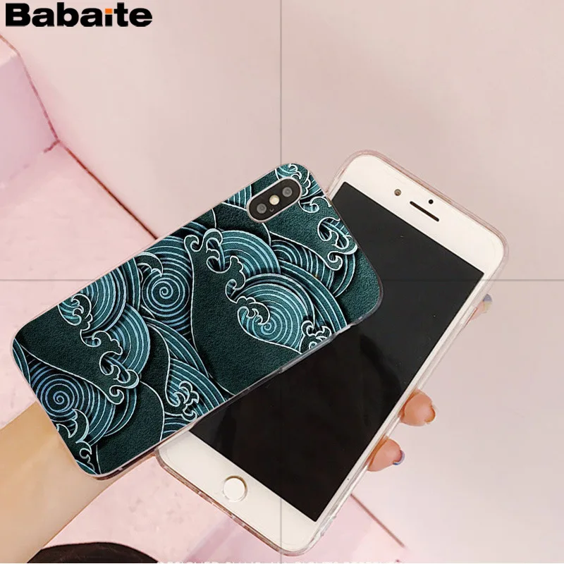 

Wave Art Japanese Green Illust Phone Cover for iPhone X XS MAX 6 6s 7 7plus 8 8Plus 5 5S SE XR 12 mini 12ProMax