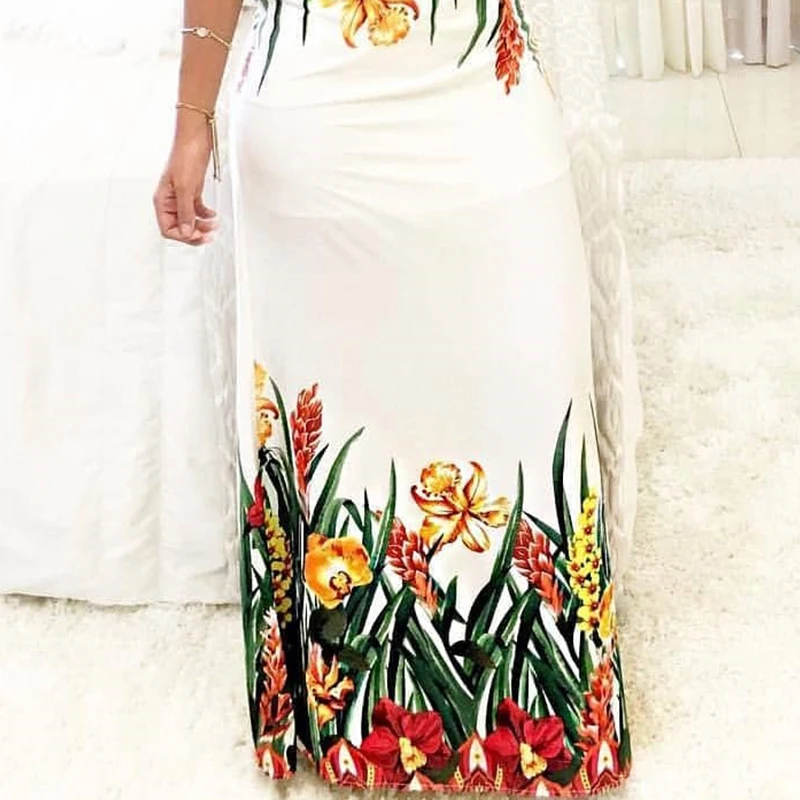 Women 2019 Summer Fashion Elegant Long Party Dress Female Tunic Floral Print Spaghetti Strap Deep V Slip Boho Maxi | Женская одежда